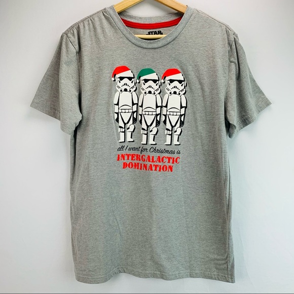 Star Wars Stormtrooper Intergalactic Domination Christmas Short Sleeve Tee Grey - Picture 2 of 8